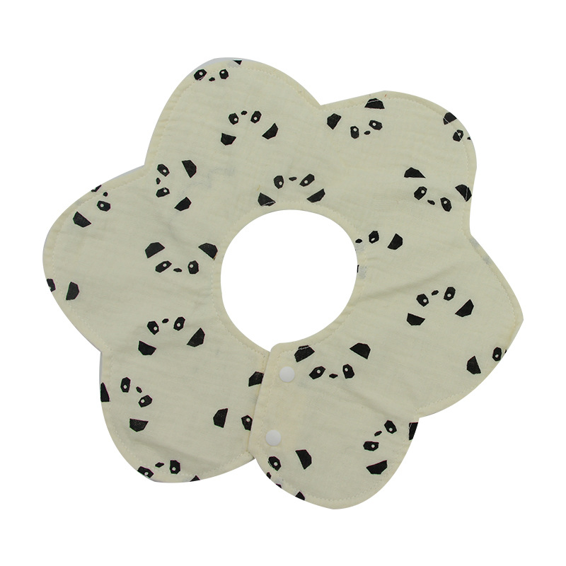 New Infant and Toddler Bib Waterproof Gauze Bib 360-Degree Rotatable Newborn Saliva Towel Petal-Shaped Bib