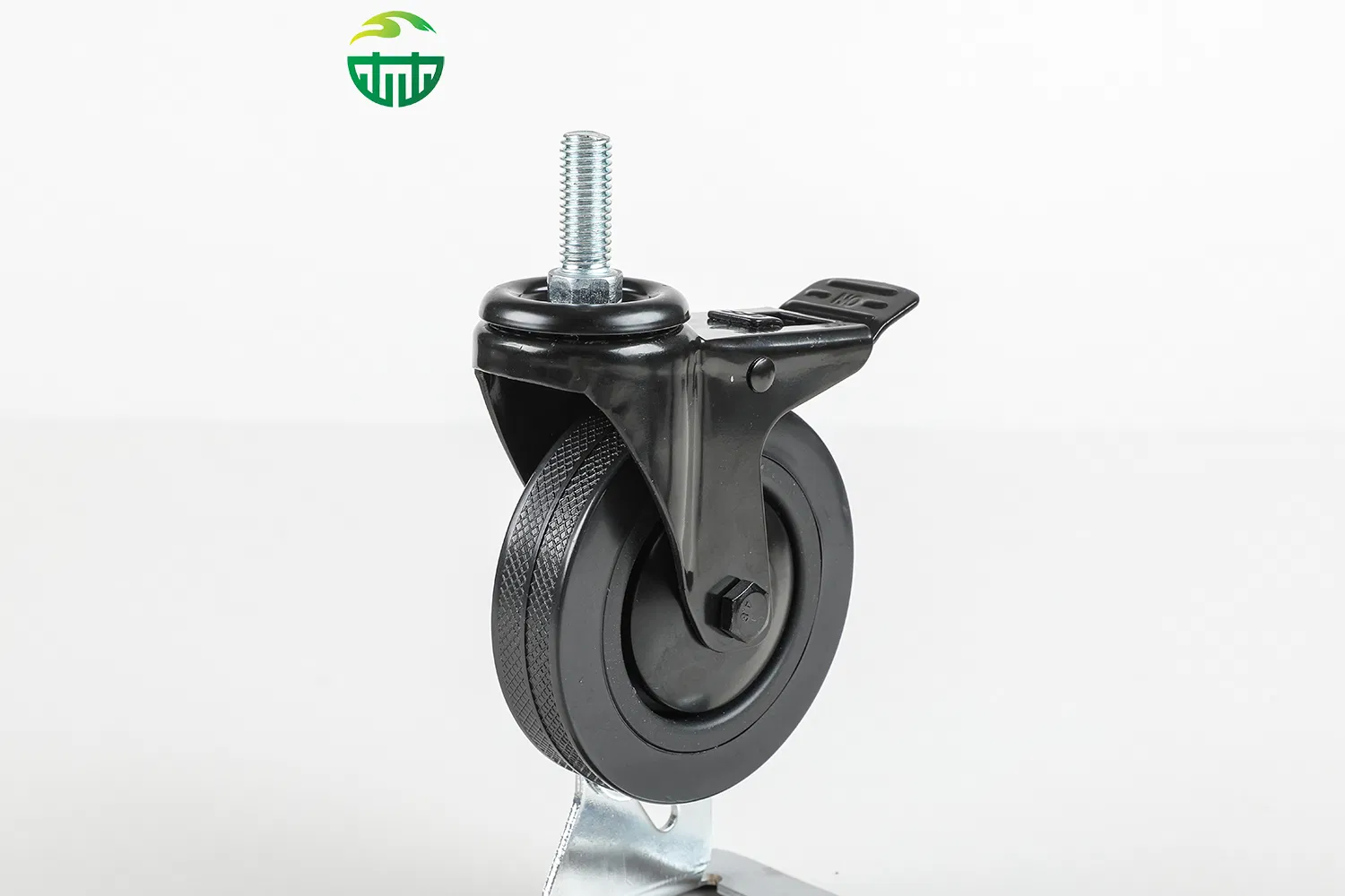 Medium-Sized Black Rubber Caster Wheel with Brakes