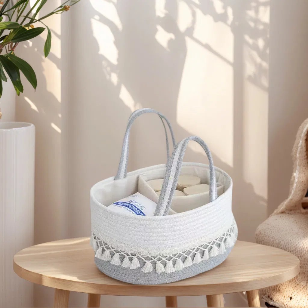 Wholesale Baby Organizer Cotton Rope Diaper Basket Large Storage Basket Price Tote Rope Cotton Basket Bag Diaper Caddy Bag