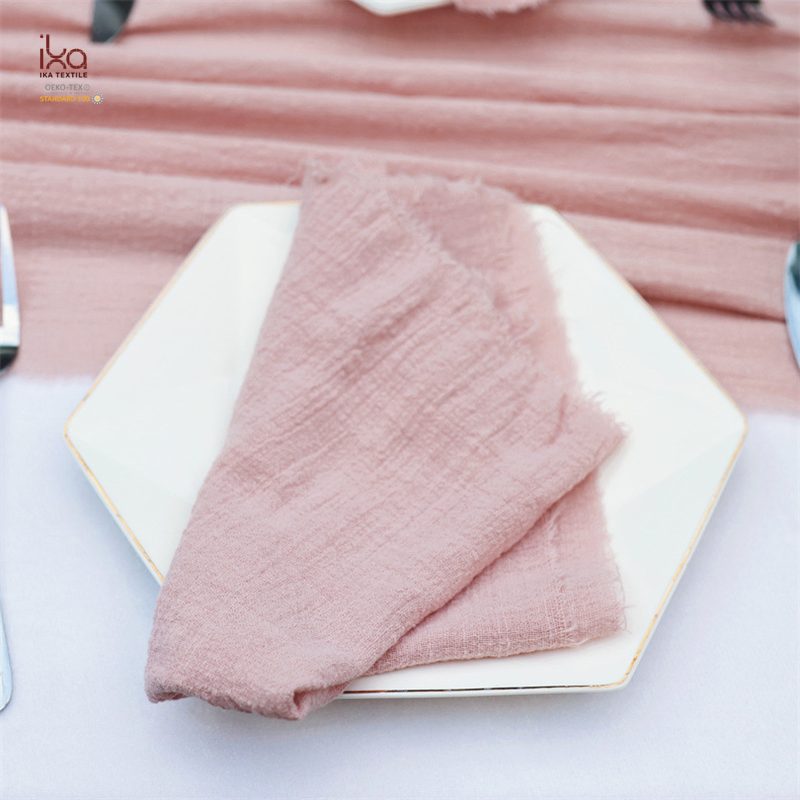 Pink White Party Tea Hotel Restaurant Dinner Wholesale High Quality Personalised Cloth Plain Raw Edge 100% Cotton Gauze Napkins