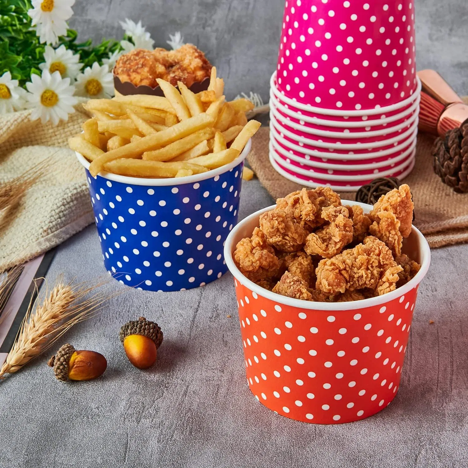 Paper Disposable Ice Cream Cups, Dessert Bowls (White, 12 oz)