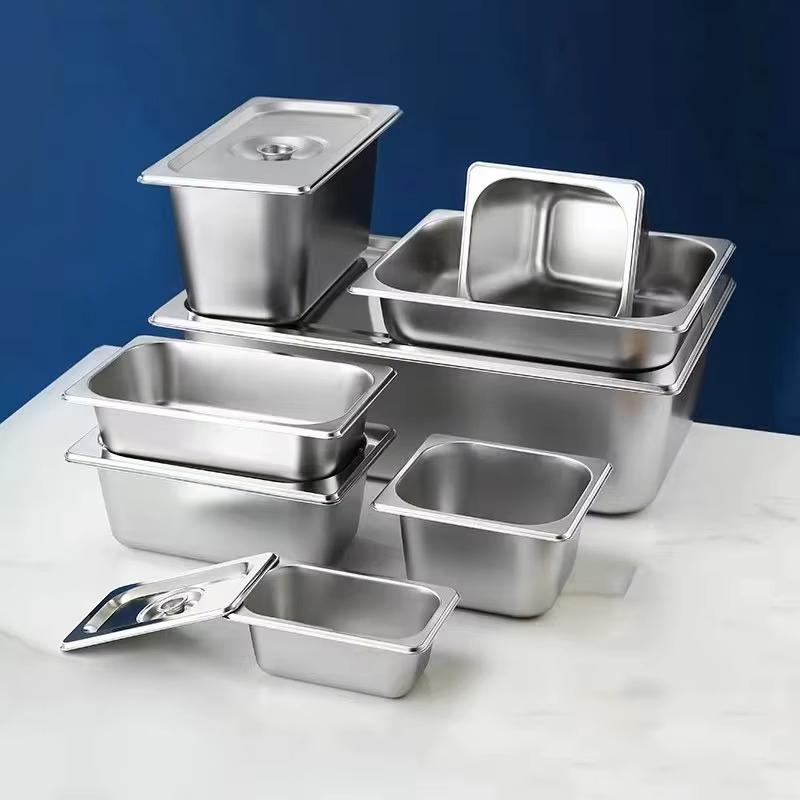 Full-Size Gn 1/1 Stainless Steel Pan European-Style Buffet Tray Metal Food Pan for Hotel, Restaurant & Catering Use