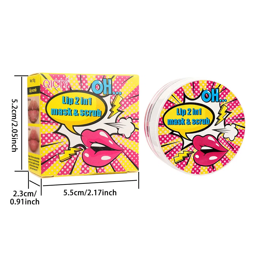 Qiciy 18g 2-in-1 Lip Mask Scrub Makeup Lip Balm
