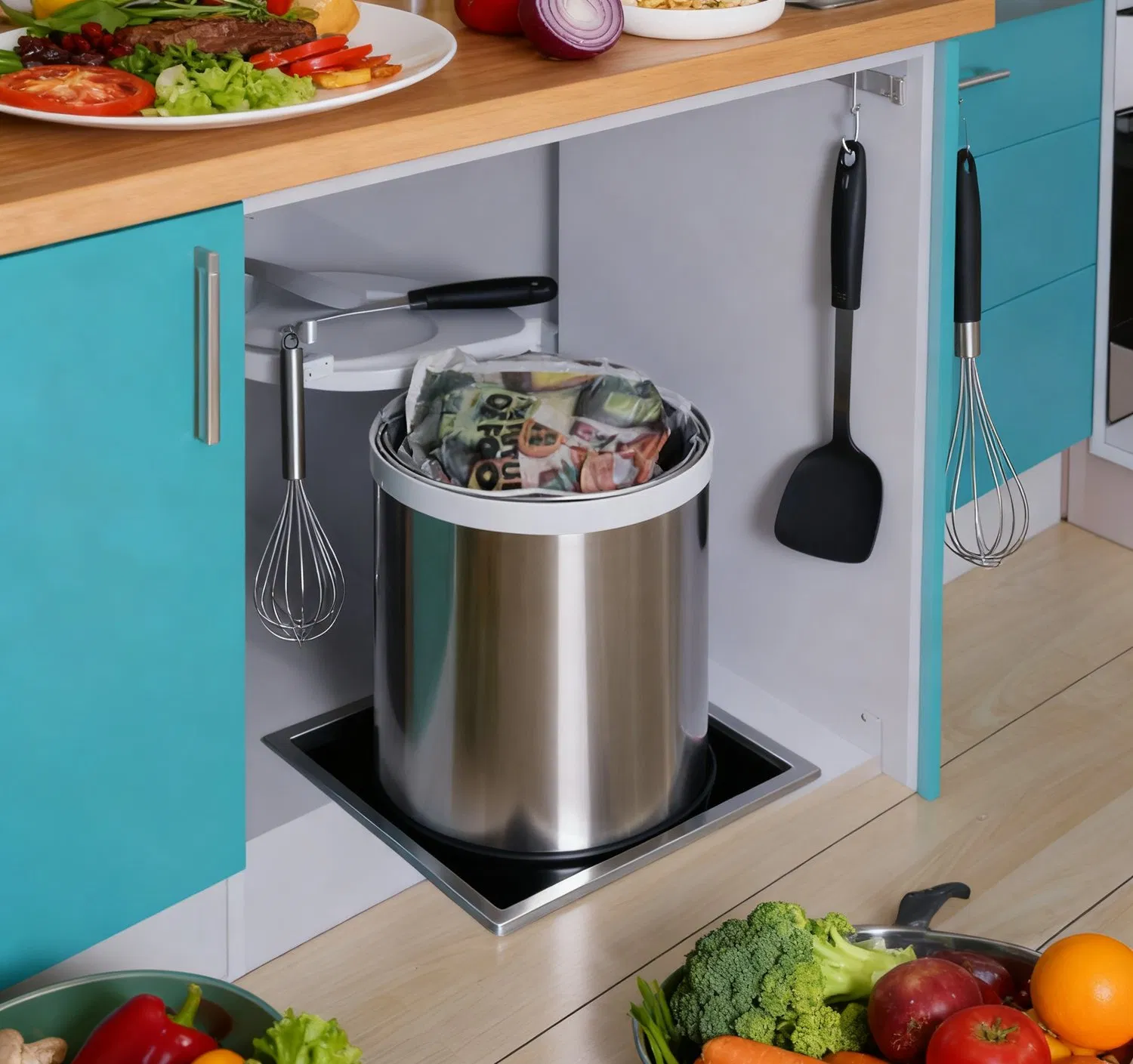 Встроенная выдвижная урна Tekey для кухни под мойку