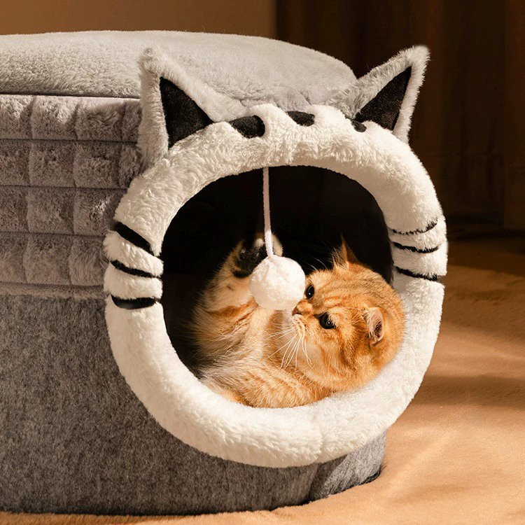 Winter Warmth Foldable Safety Indoor Cat Bed for Cozy Comfort