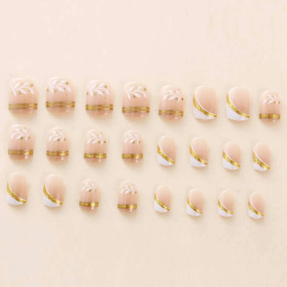 Cross-Border Foreign Trade Wearable Nails French Simple Short Square Nail Press on Nails Fake Nail Nail Art Wholesale