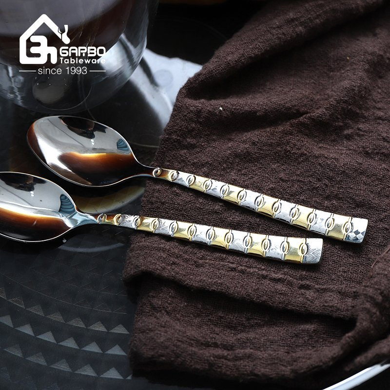 Stainless Steel Tea Coffee Spoon with Silver and Gold Handle for Restaurant and Cafe Use High Quality Tea Spoon