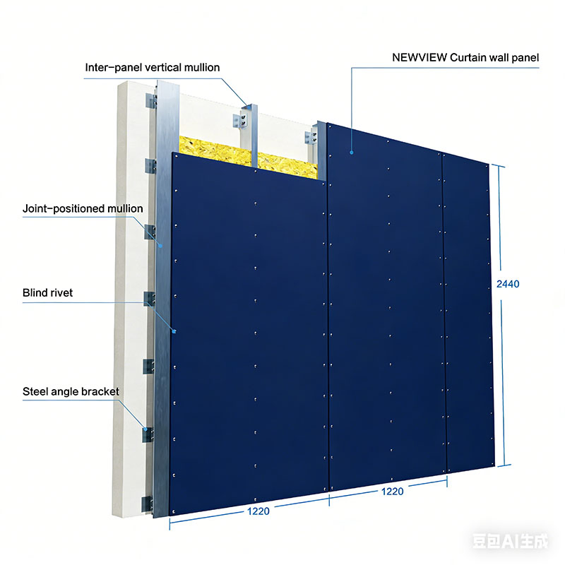 Riveted Installation Method Fiber Cement Board Curtain Wall Construction Office Use