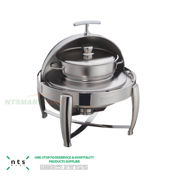 Elegant Gold Trimmed Roll Top Buffet Chafer Dish for Catering