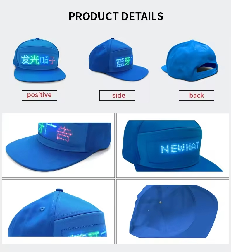Hot Sale Scrolling Message Baseball Cap Programmable LED Hat Cap