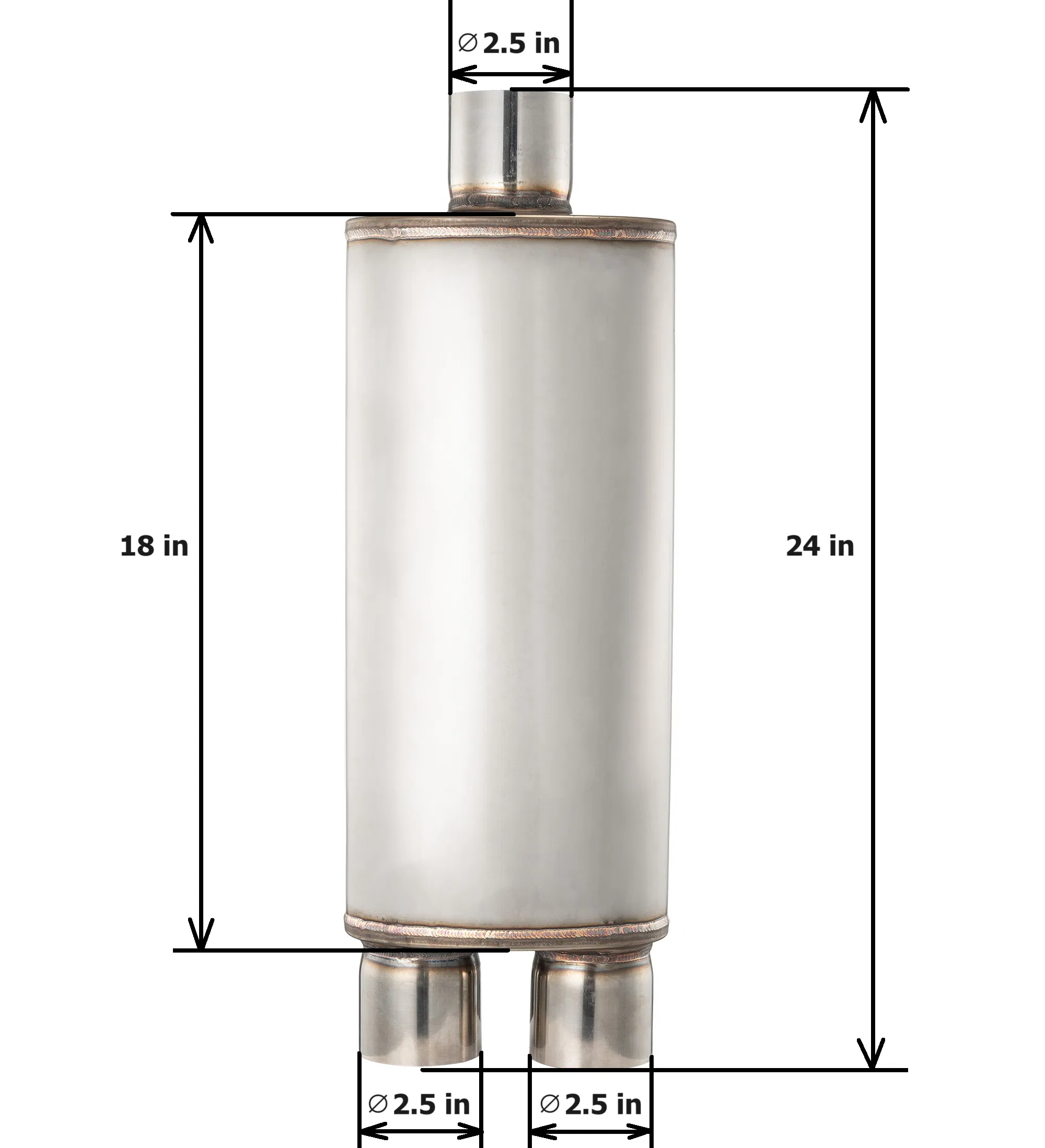 Глушитель выхлопной MAX-569537 2.5 дюйма, нержавеющая сталь