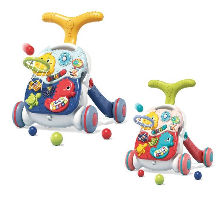 Samtoy 3 in 1new Multifunctional Adjustable Activity Table Sit to Stand Musical Baby Walkers for Kids