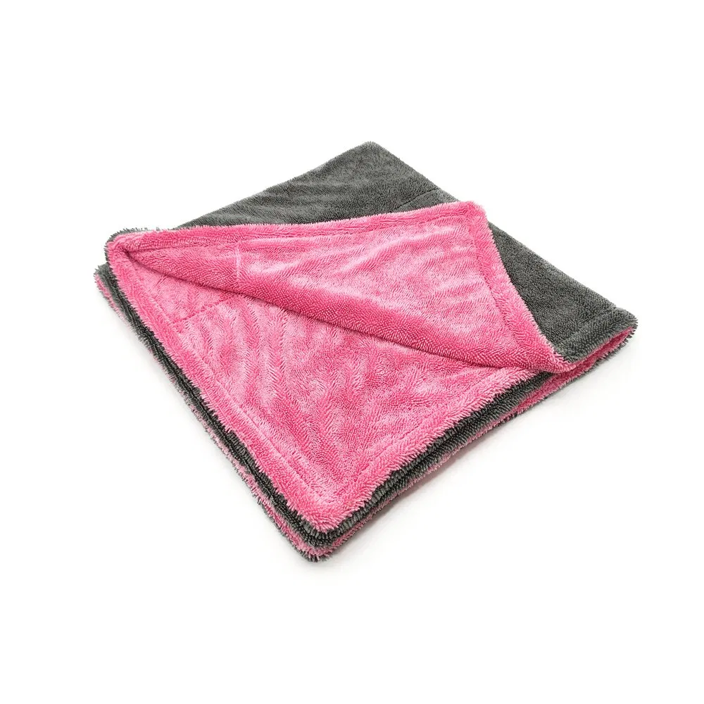 24" X 36" 1200 GSM Car Microfiber Micro Pink Twisted Loop Microfiber Drying Towel