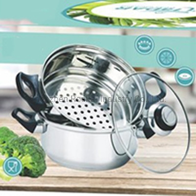 Двухслойная пароварка из нержавеющей стали с крышкой