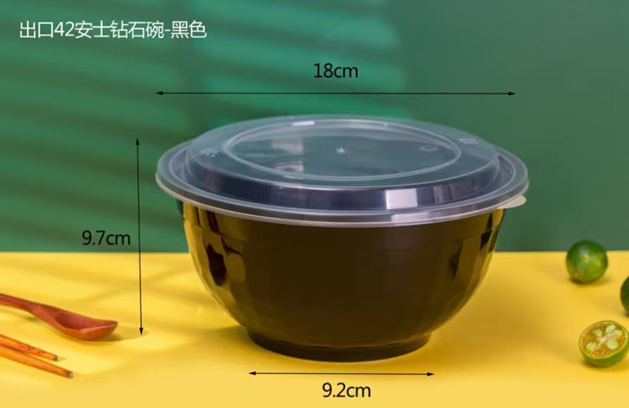 Disposable Plastic Bowl Takeaway Salad Fast Food Noodles Lunch Bowl with Lid