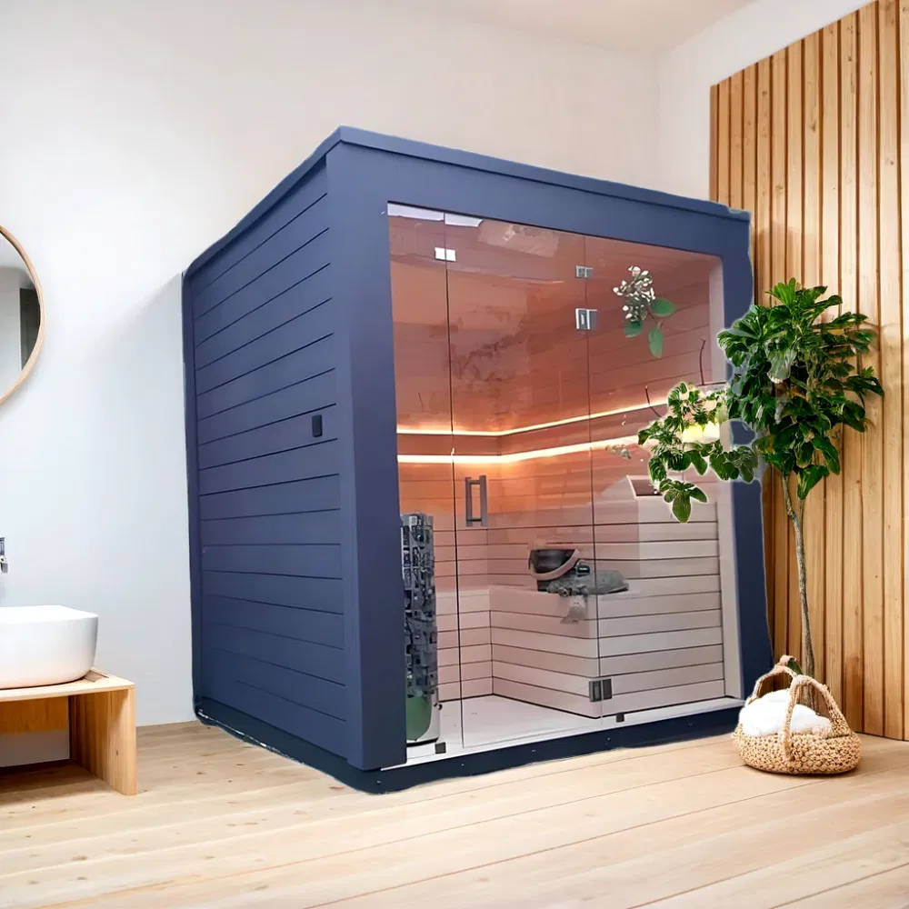 Уличная квадратная сауна на 4-6 человек из канадской хемлока или кедра