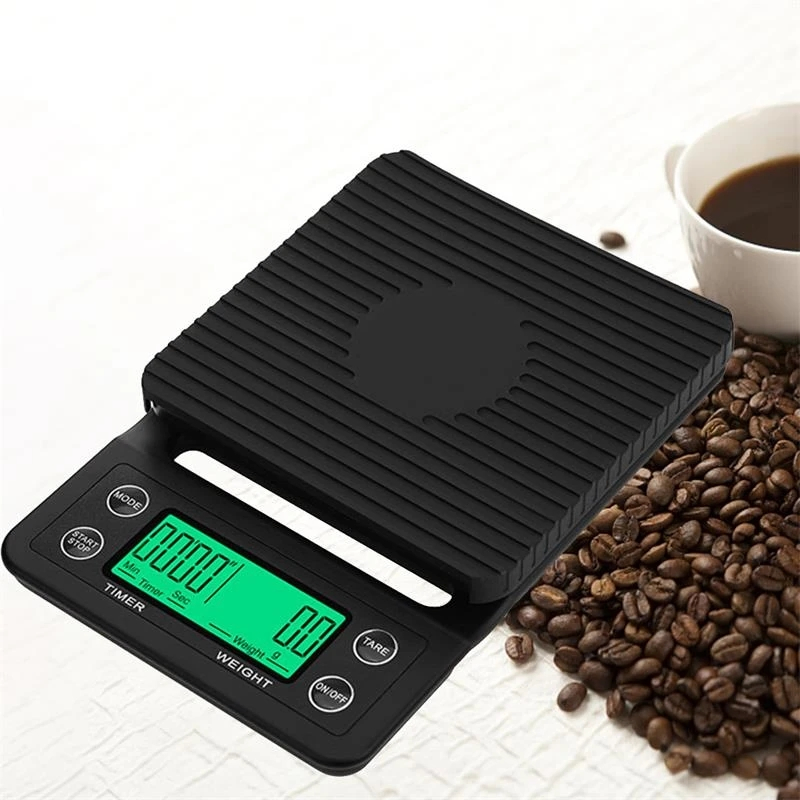 Coffee Scale with Timer, LCD Backlight Display, High Accuracy Kitchen Food Scale with Tare Function, 6.6lb/3kg Max Load, 0.1g Precision Sensor