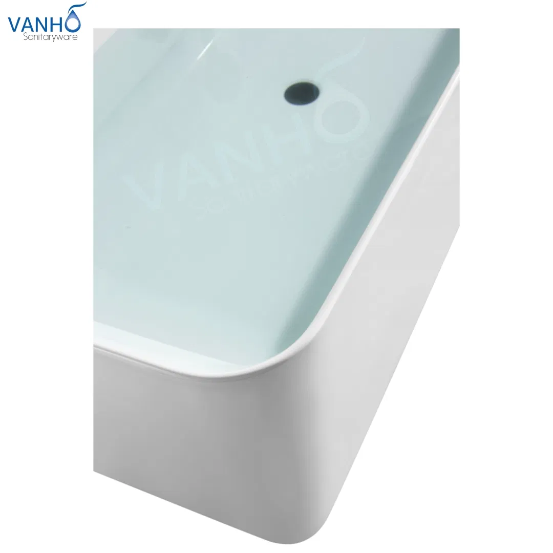 Ultra Thin Edge, Triple-Skirted, Acrylic Bathtub with Black Faucets, Drainer and Overflow