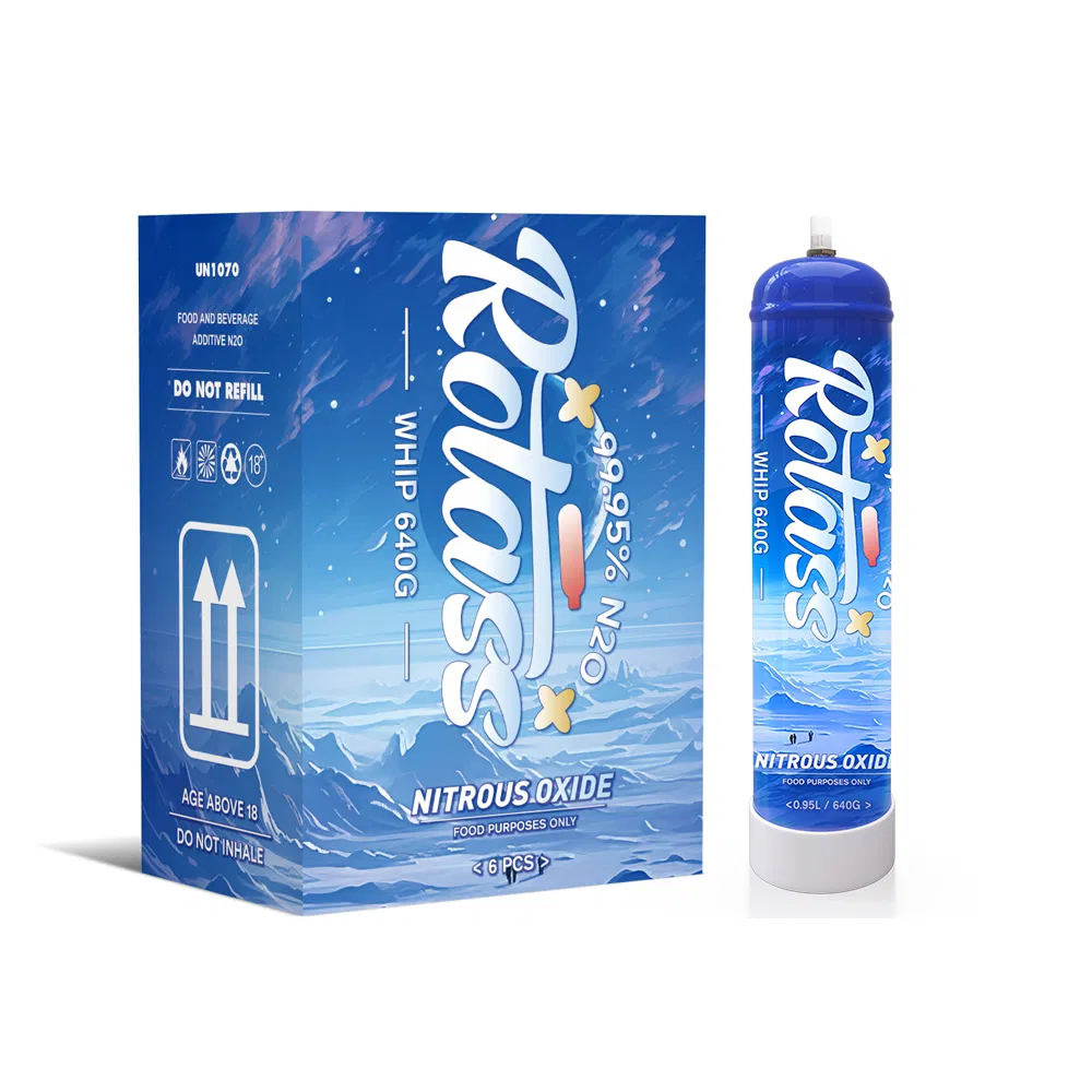 Rotass Wholesale Factory Direct 640g/0.95L Nitrous Oxide Tank N2o Cylinders Lachgas Whip Cream Charger