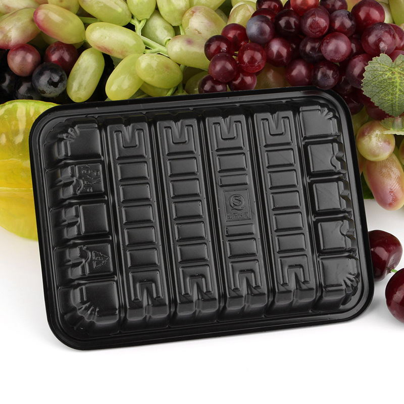 Disposable black plastic food and fruit trays HTA1813(26)