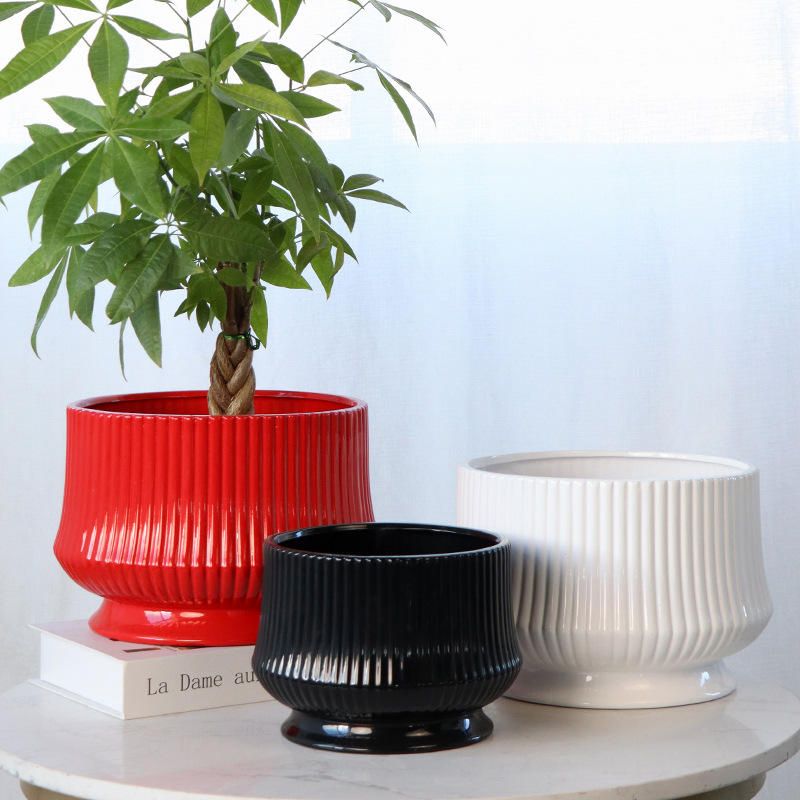 Керамический горшок для цветов с кашпо