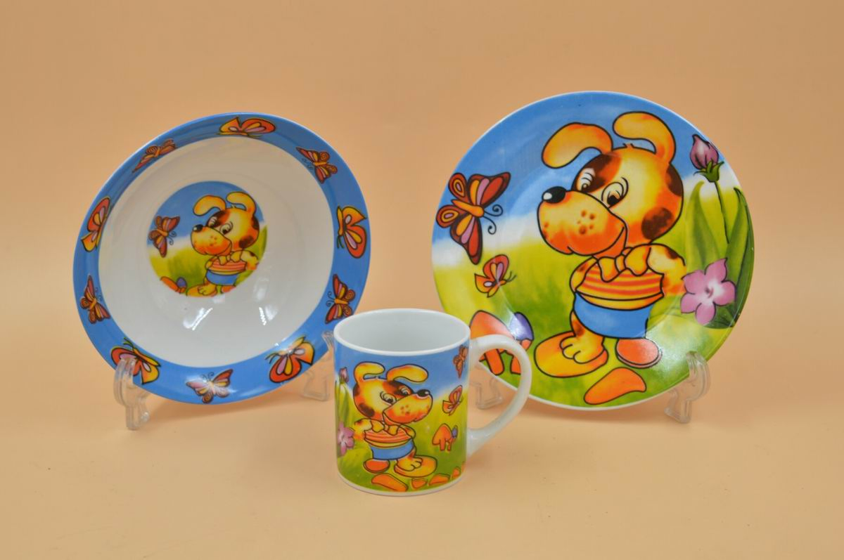 3PCS Children Dinner Set Porcelainware Ceramic Tableware