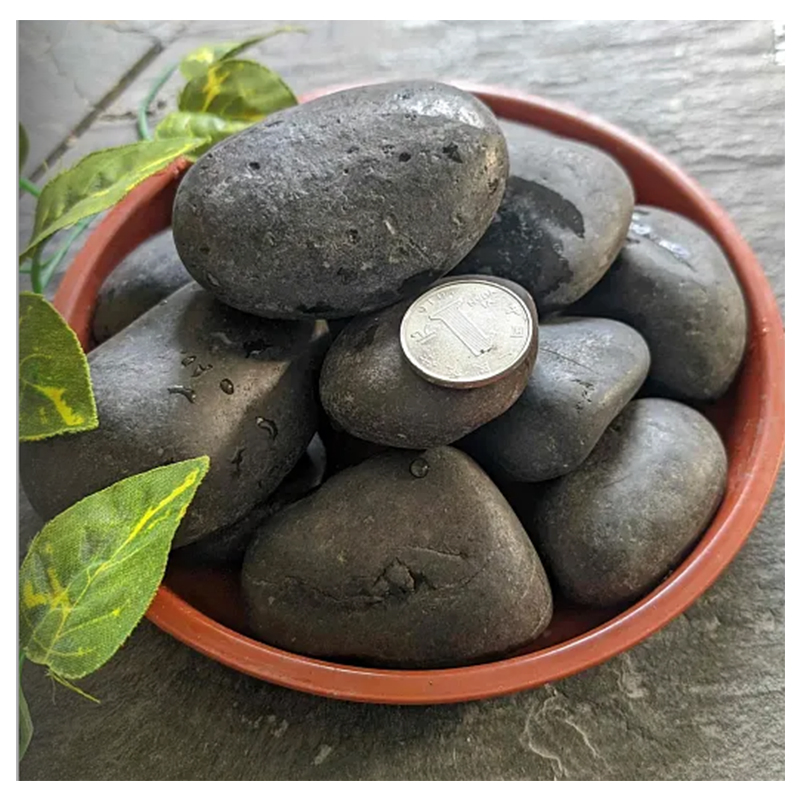 Premium Natural Black Pebble Stones for Landscaping and Garden Design