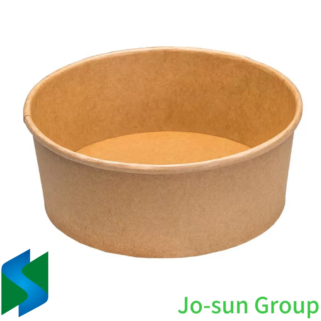 Customized Single Wall Paper Salad Bowls with Lids Kraft Paper Salad Paper Bowl Round Take out Packing Disposable Soup Bowl