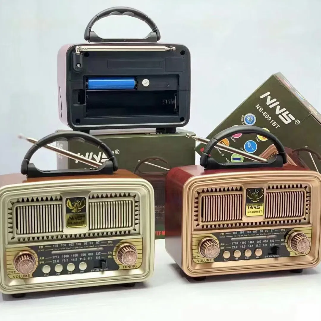 Ретро радио NS-8091BT с Bluetooth, деревянный корпус