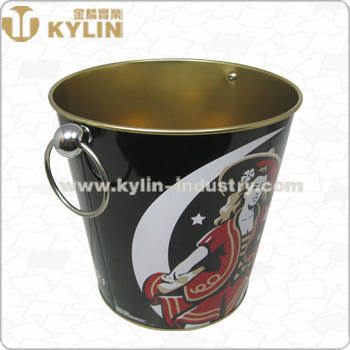 Promotional Bar Use Customized Logo Galvanized Steel Handle Bar KTV Ice Bucket