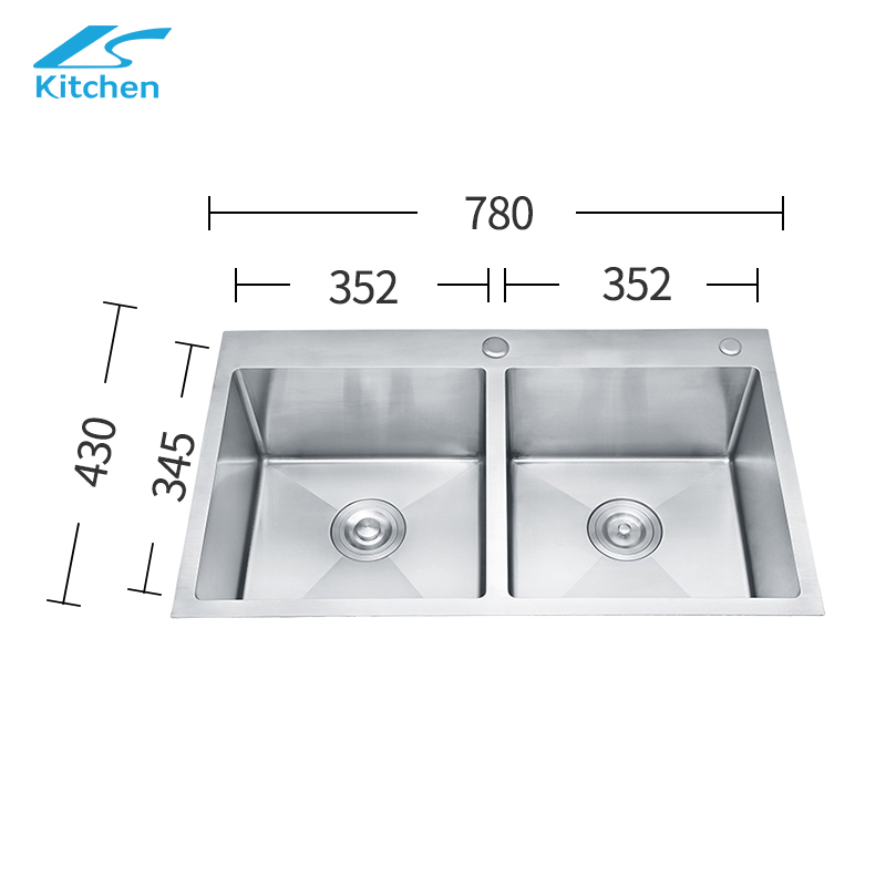 Modern Kitchen Sink, Double Bowl Handmade Outdoor Sink, Stainless Steel Undermount Sink