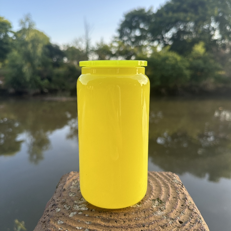 Неоновые стеклянные стаканы 16oz с крышкой для сублимации
