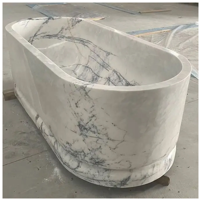 Milas Lilac Marble Freestanding Bath Tub