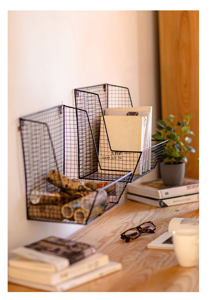 Vintage Wire Wall Rack in Black