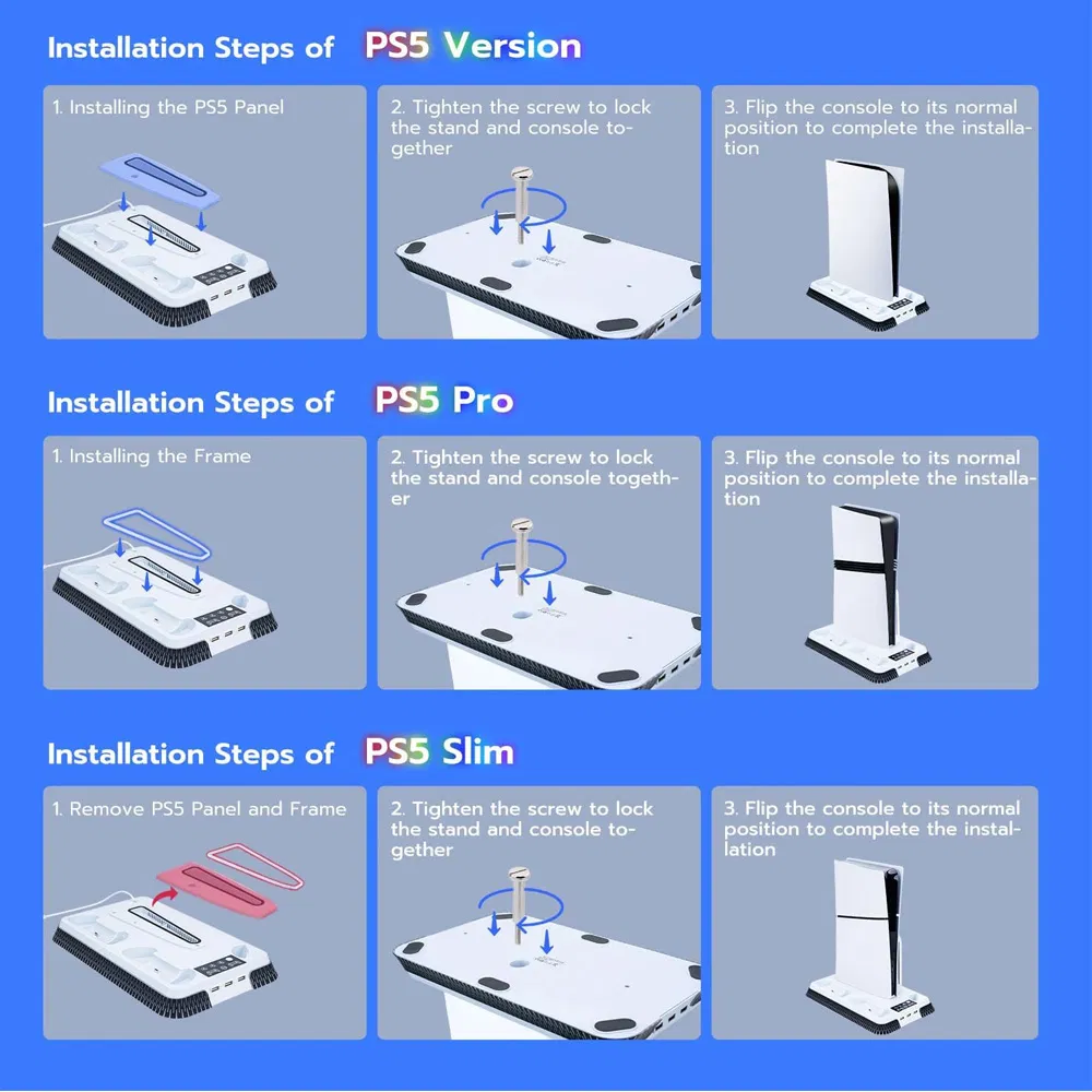 High Quality Controller Fast Charging Dock Game Console Cooling Charging Stand for PS5 Slim / PRO