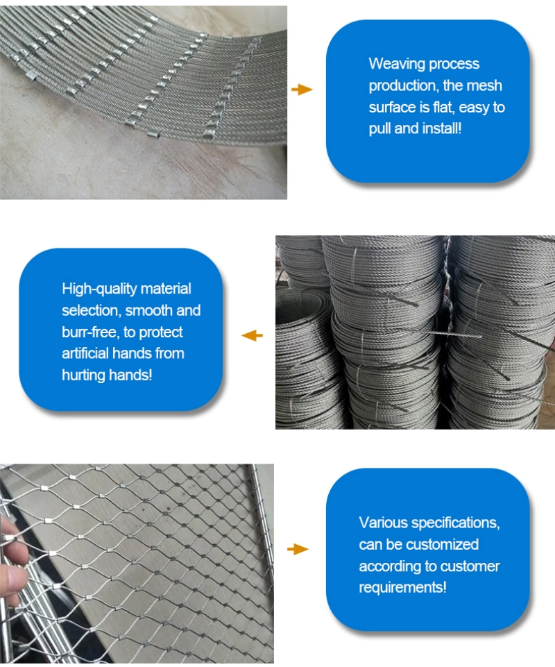 Flexible Ferrule Rope Mesh Stainless Steel Wire Cable Mesh