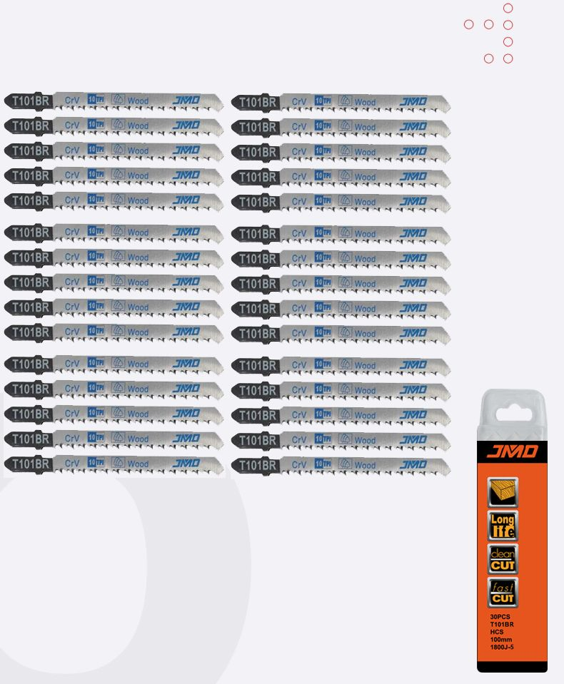 T101BR 100mm 10t CRV Reverse Teeth Jig Saw Blade for Clean Wood