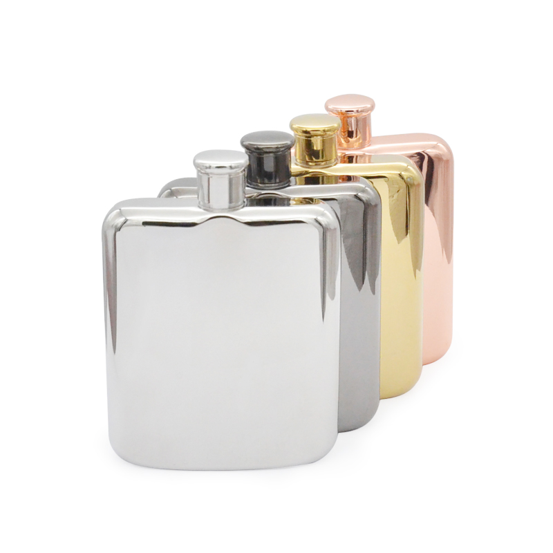 Stainless Steel 6 Oz Copper Golden Silver Stainless Steel Food Grade Hip Flask Set with Funnel and Shot Glass for Mackmyra Binboa