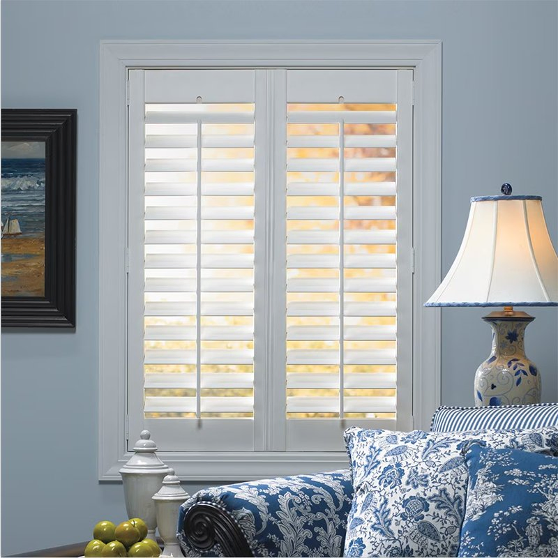 Elegant White Wood 89mm Louvered Plantation Shutters for Homes