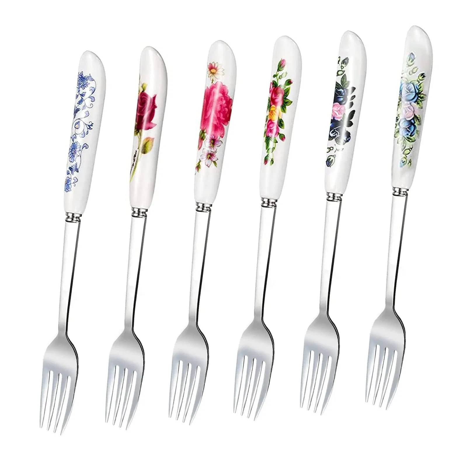 Promotion New Home Dinner Stainless Steel Silverware Ceramic Handle Dessert Fork