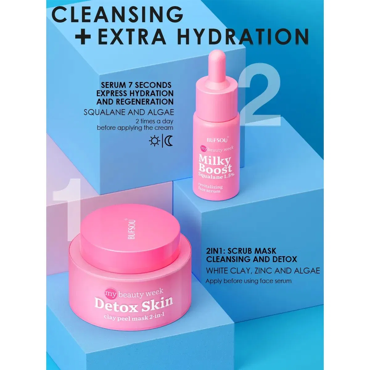 OEM Wholesale Korea Skin Care Set Natural Organic Moisturizing Lifting Face Serum Kaolin Peeling Peel off Clay Facial Mask