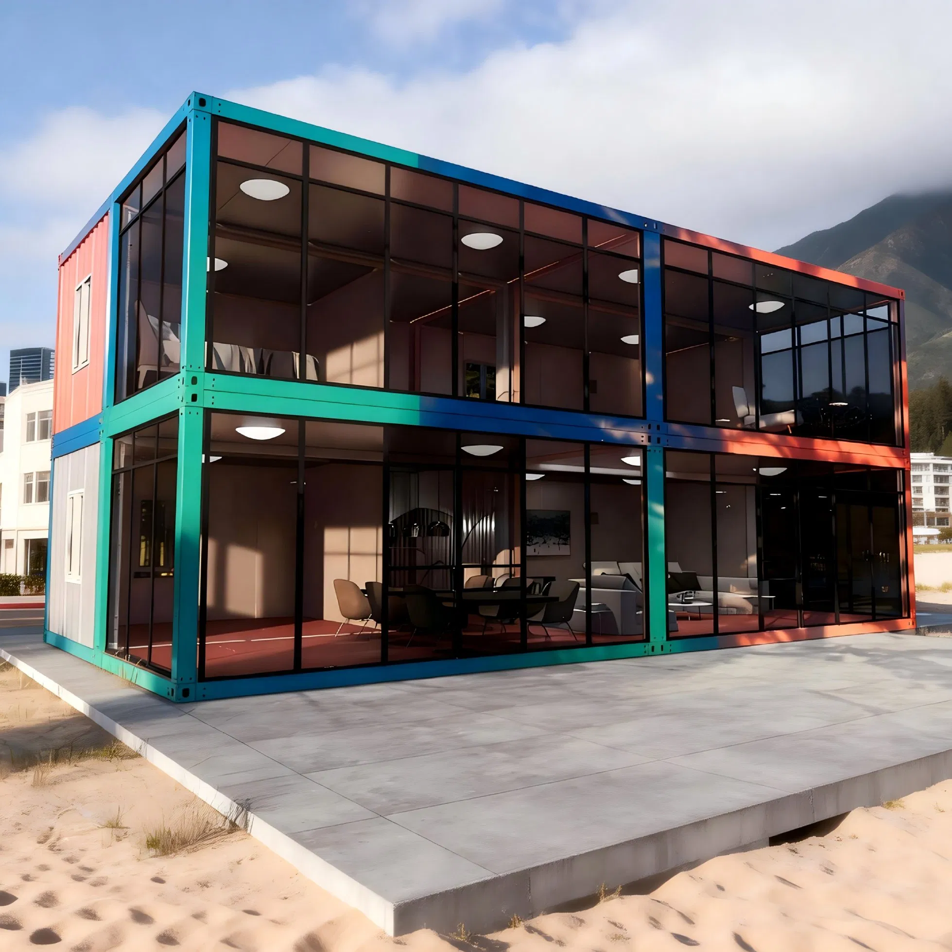 Modern Style Fast Built Office Steel and Glass Structure Building Container House Modular House Prefabricated House