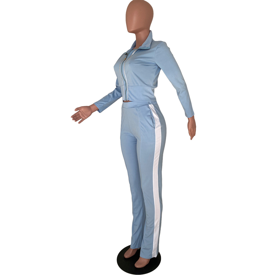 Комплект женский осенний длинный со светоотражающими полосками