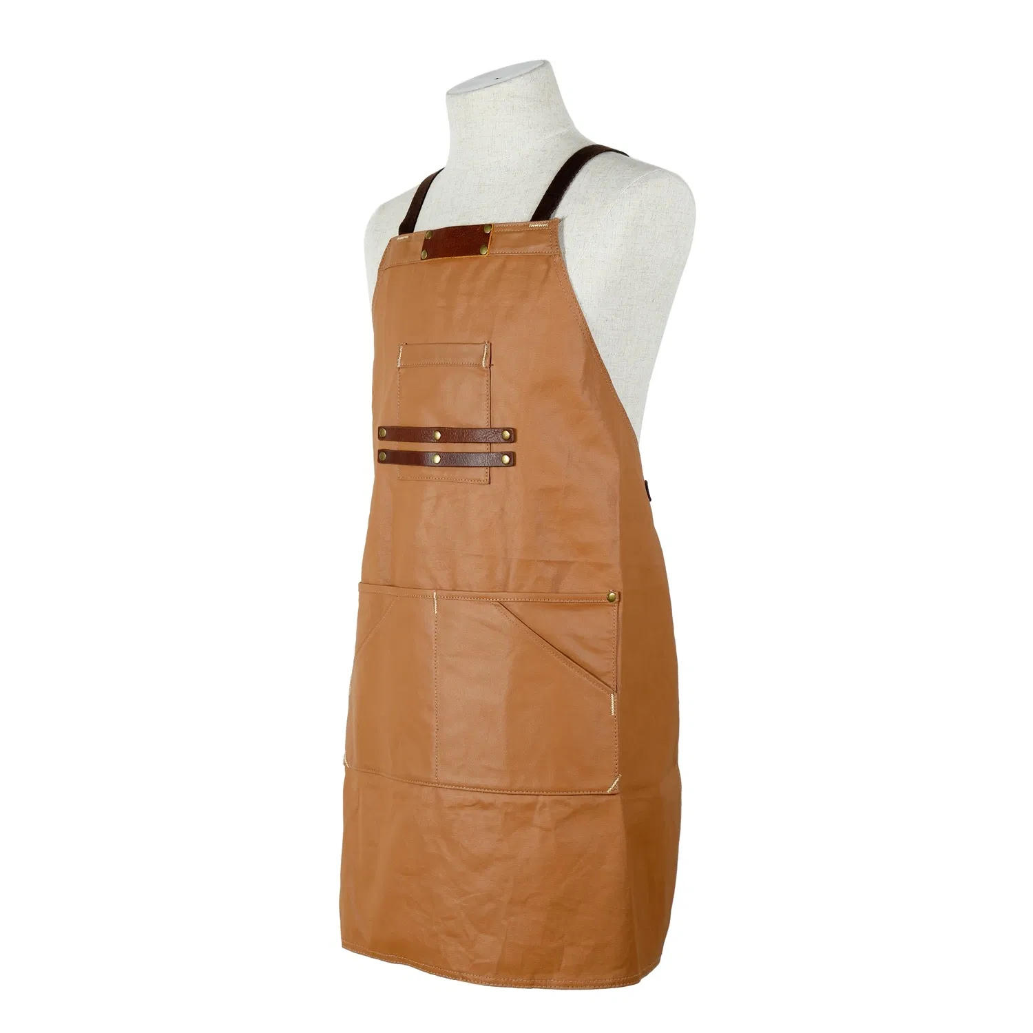Luxury Design Cowhide Leather Canvas Coating Garden Apron with Webbing Strap (RS-211805)