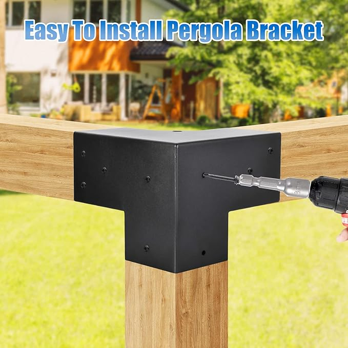 Pergola Brackets Kit 4X4, 3-Way Right Angle Corner Brackets