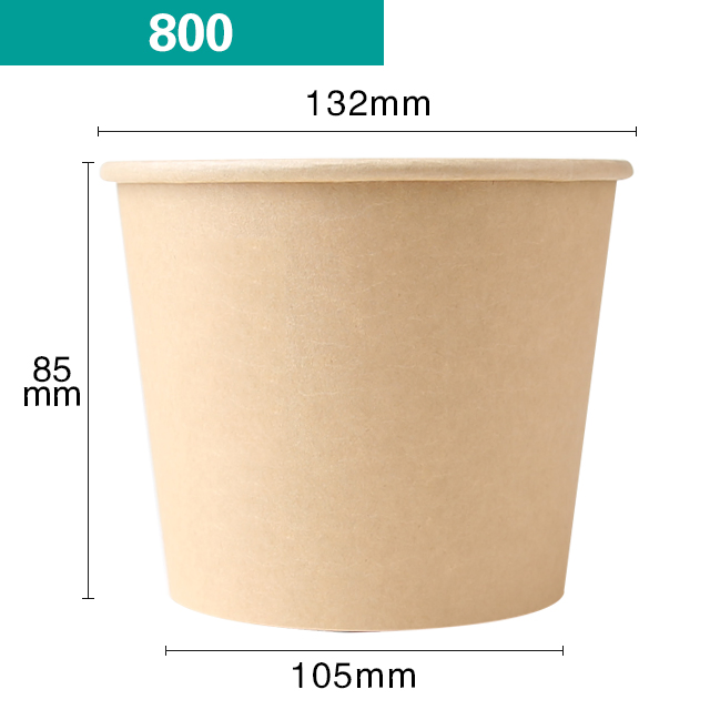 Hot Soup Bucket Fast Food Eco- Friendly Materials Brown Kraft Paper Bucket