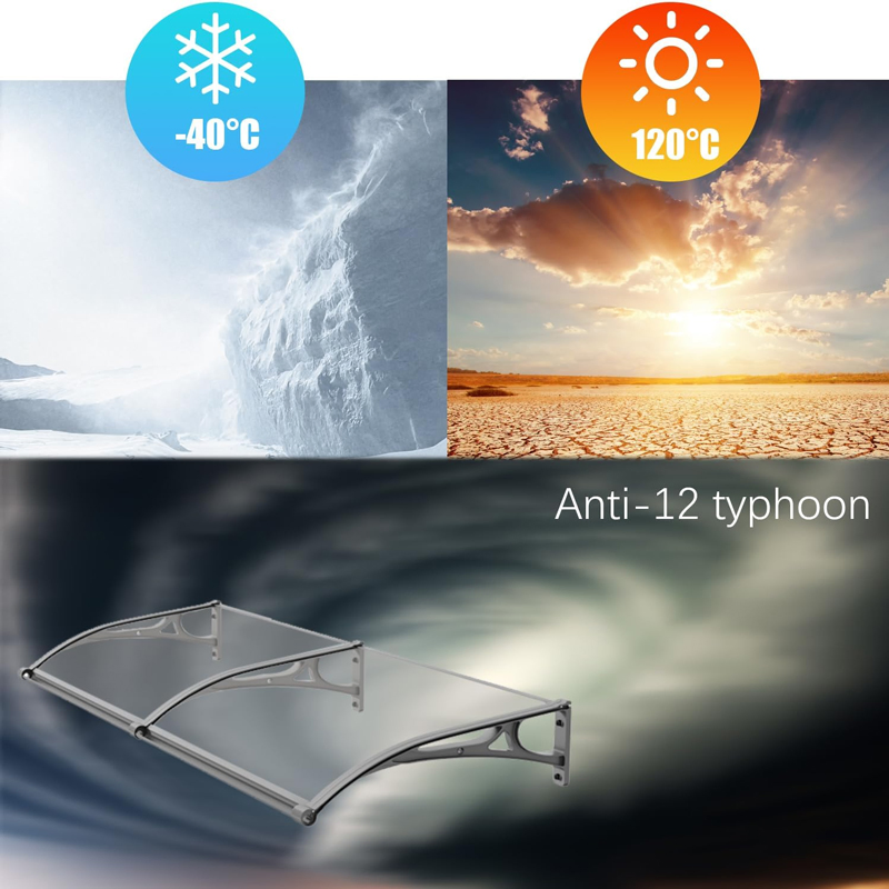 Window Awning Outdoor Polycarbonate Sheet Door Patio Canopy for Sun Shutter, UV, Rain and Snow Protection