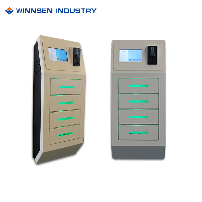 Wall Mounted Pin Code Operated Cell Phone Charging Kiosk with 4 Lockers