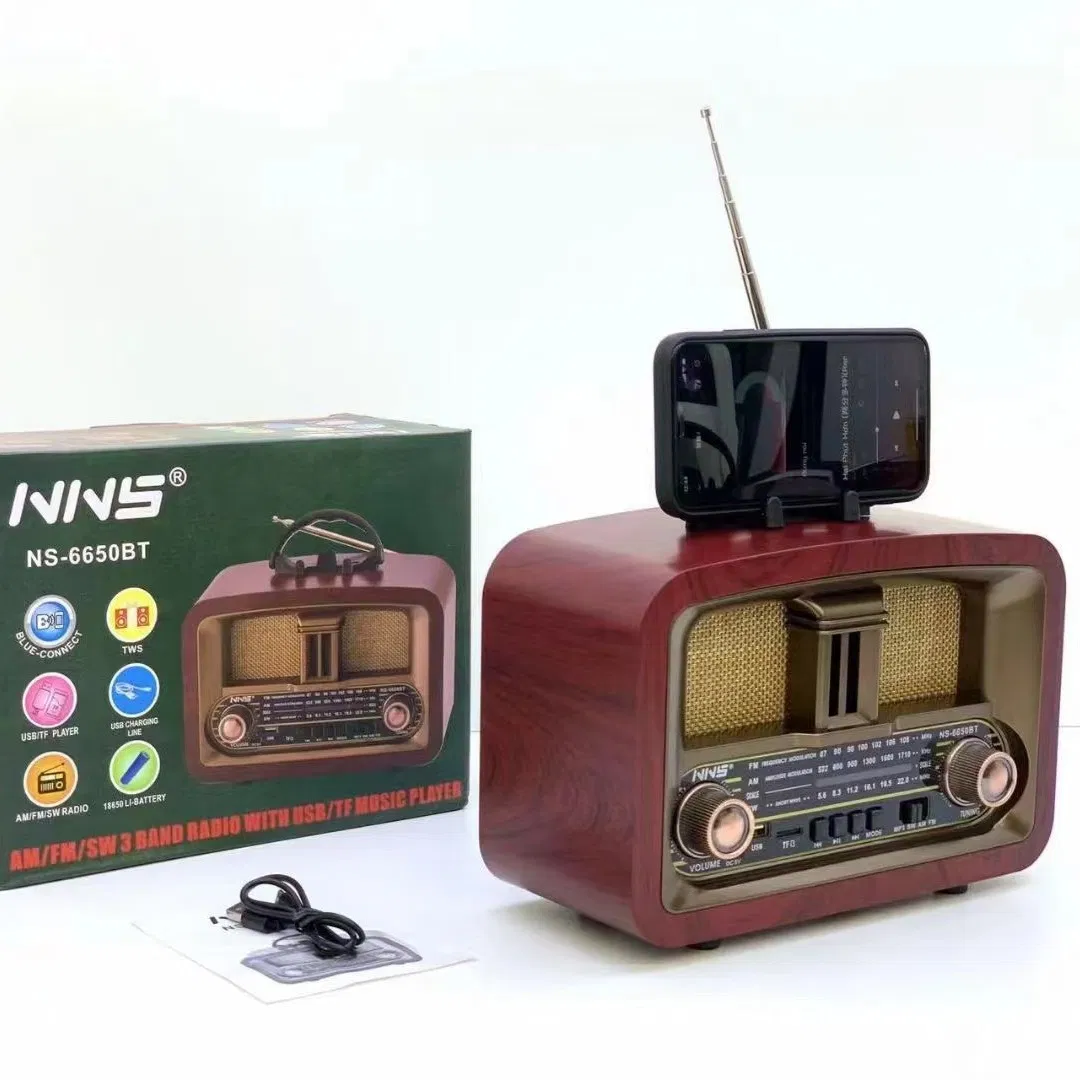 Ретро-радио NS-6650BT с Bluetooth, деревянный корпус