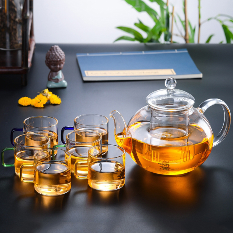 High Borosilicate Heat-Resistant Glass Kettle and Teapot Set with Glass Cups